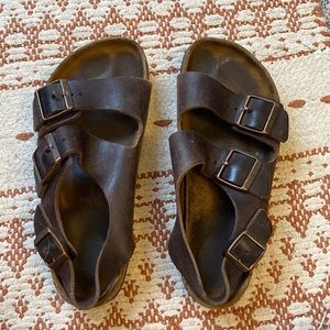 Used Birkenstock sandals with back strap